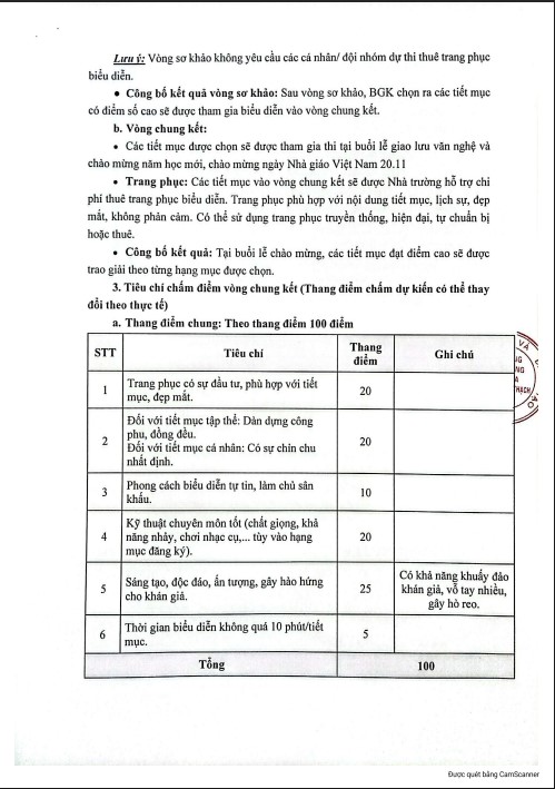 Thông báo tổ chức văng nghệ