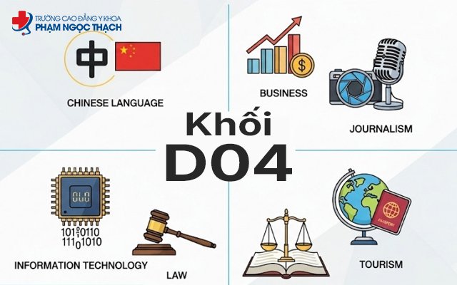 Khối D04 gồm 3 m&ocirc;n: To&aacute;n, Ngữ văn, Tiếng Trung